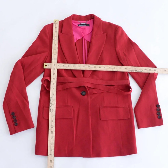 Marc Cain Red Single Button Blazer w Belt Tie Size 2 NWT - Picture 4 of 15